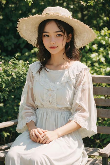 23457-803399332-1girl, elegant floral dress, wide-brimmed hat, captivating and graceful, (realistic detailed eyes, natural skin texture, gentle.png